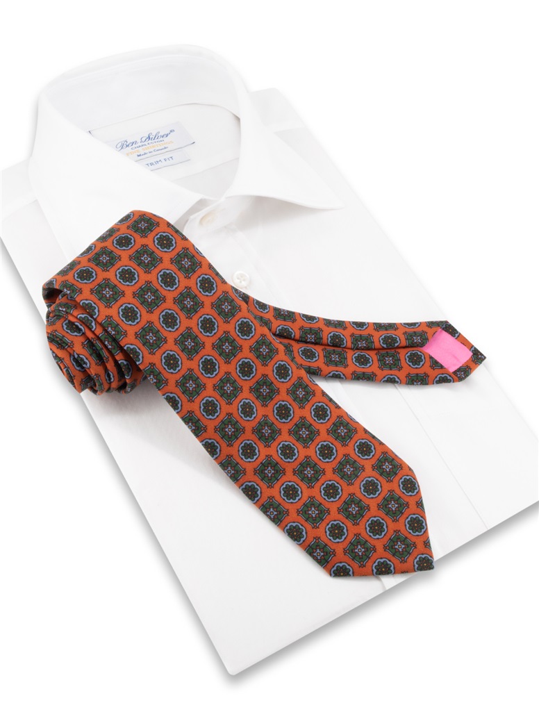 Madder Silk Printed Tie in Fire