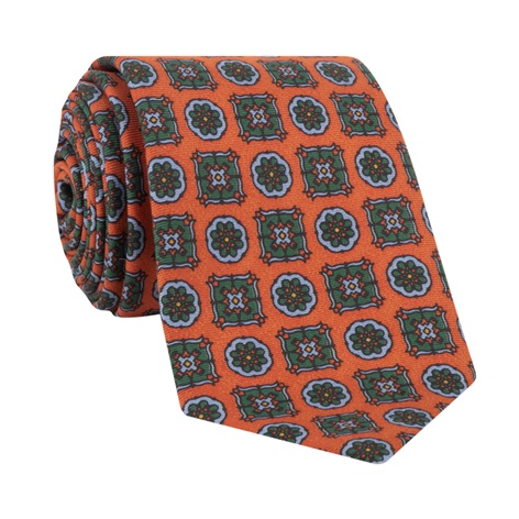 Madder Silk Printed Tie in Fire