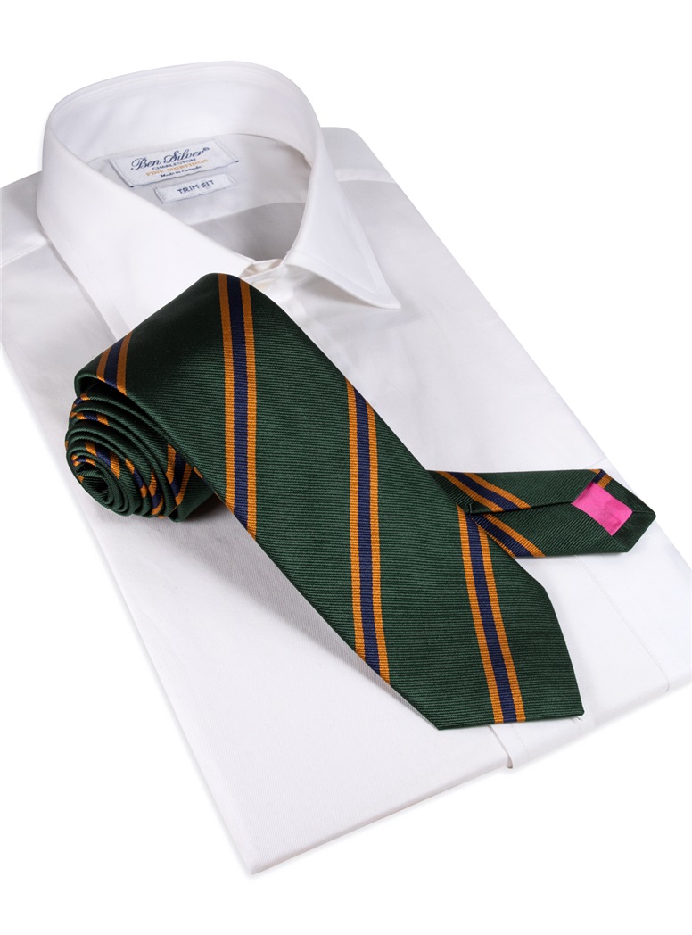 Silk Stripe Tie in Forest