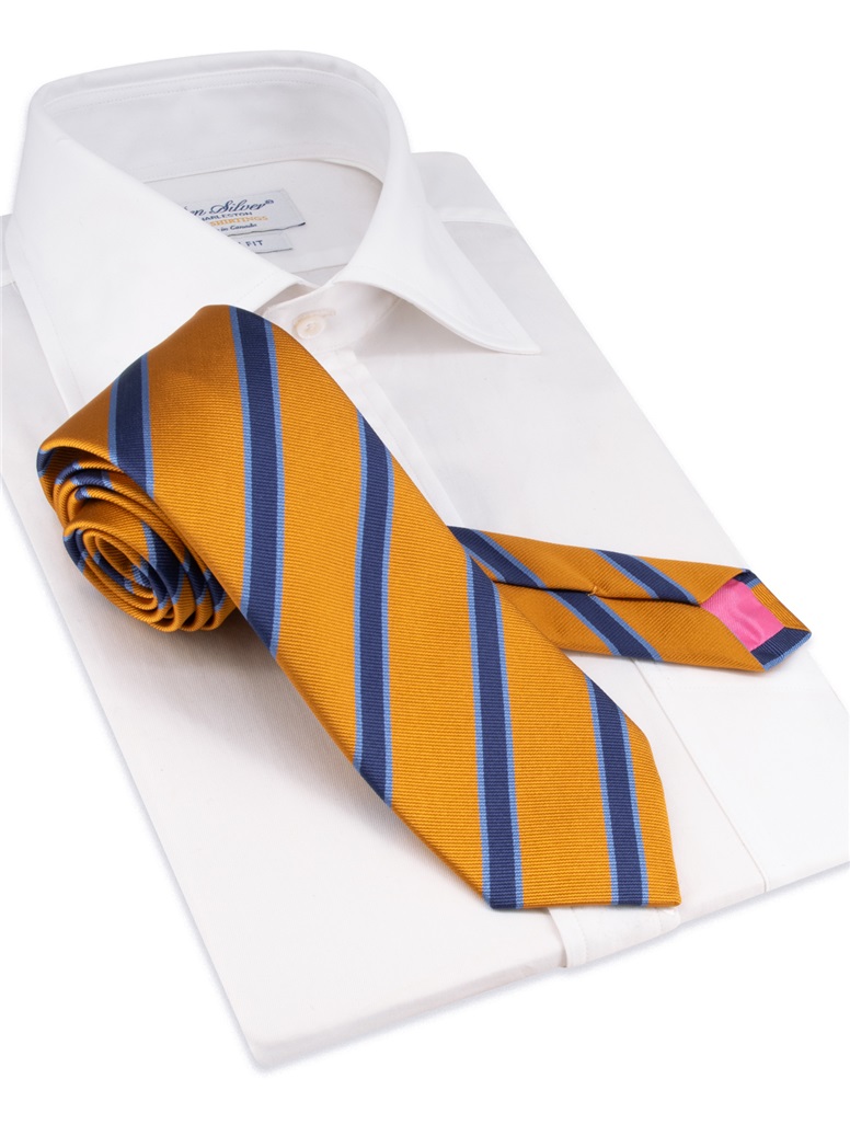 Silk Striped Tie in Amber