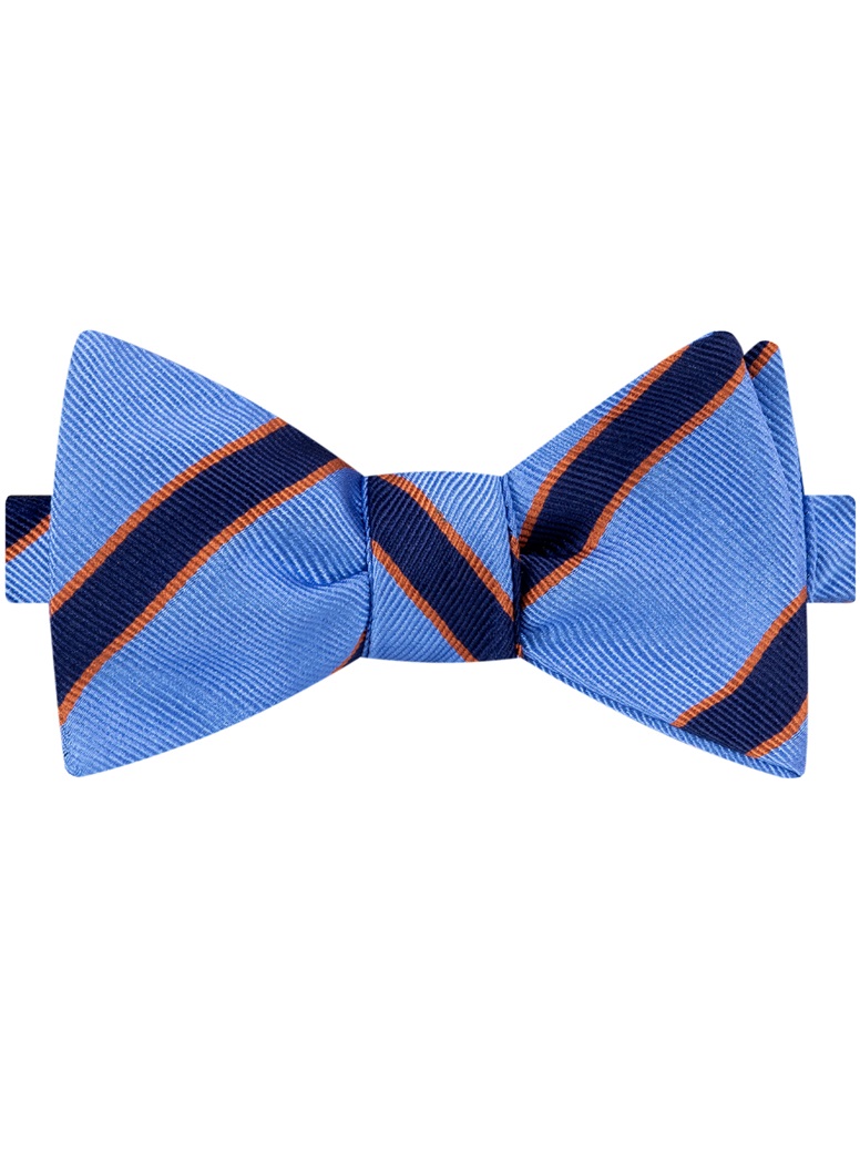 Silk Striped Bow Tie in Sky