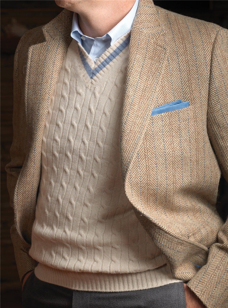 Cashmere Cable Knit V-neck Sweater Vest