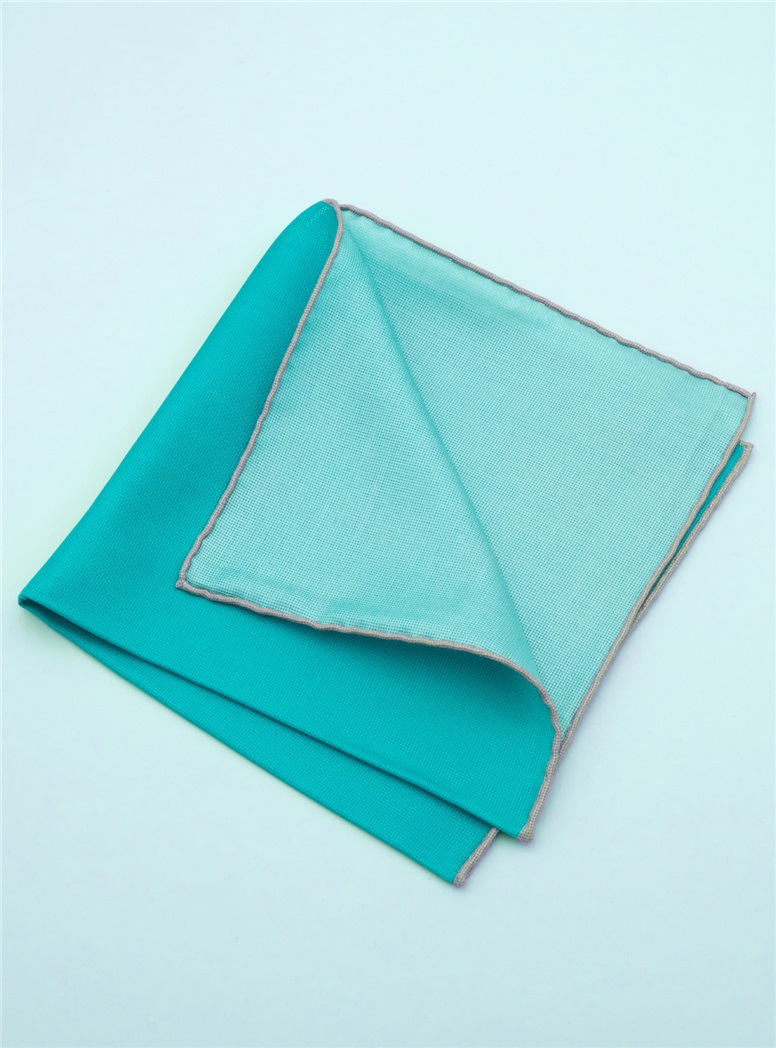 Silk Woven Pocket Square in Teal