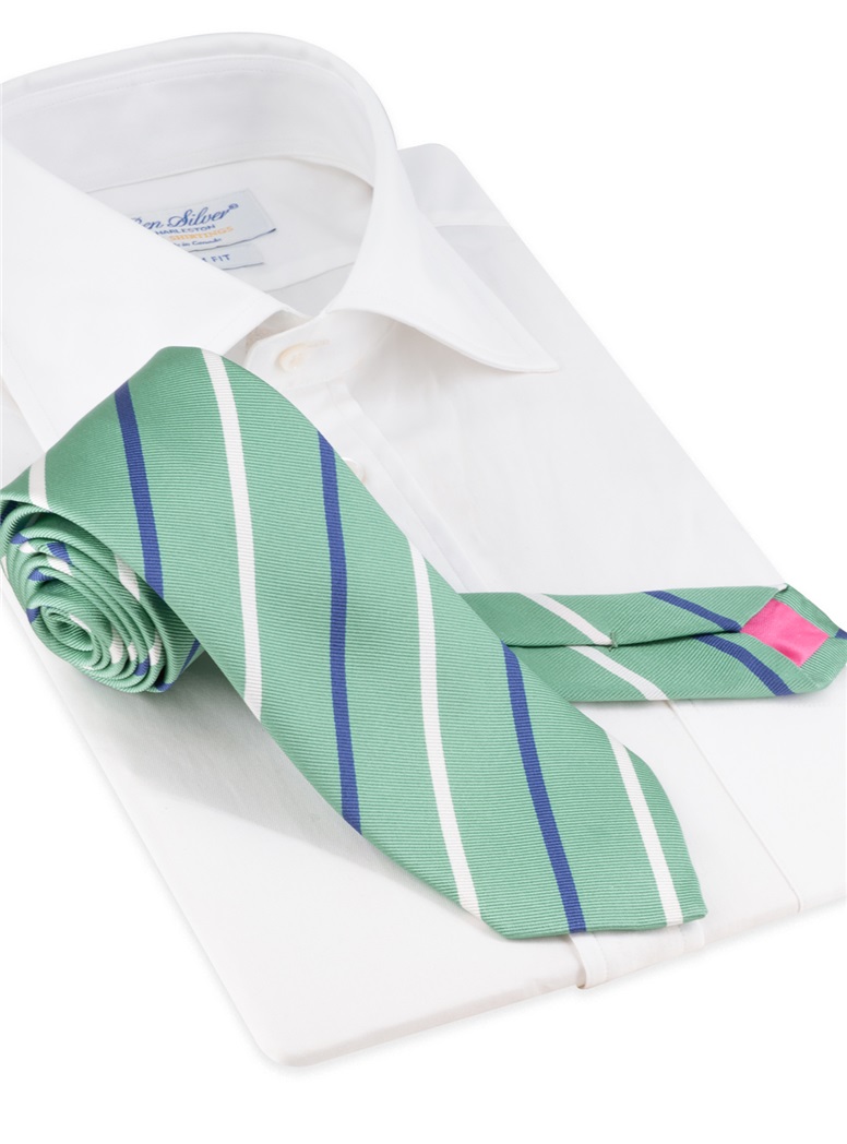 Silk Bar Striped Tie in Sage