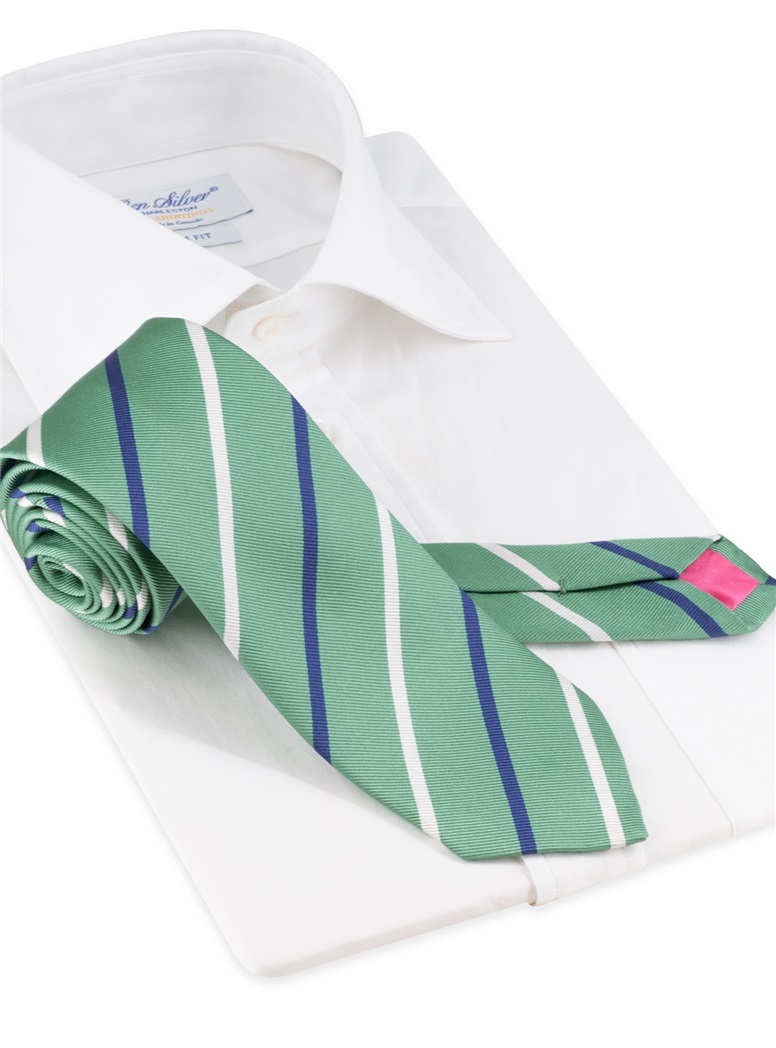 Silk Bar Striped Tie in Sage