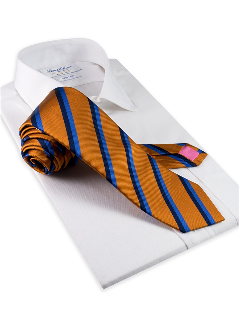 Silk Multi-Color Double Stripe Tie in Copper