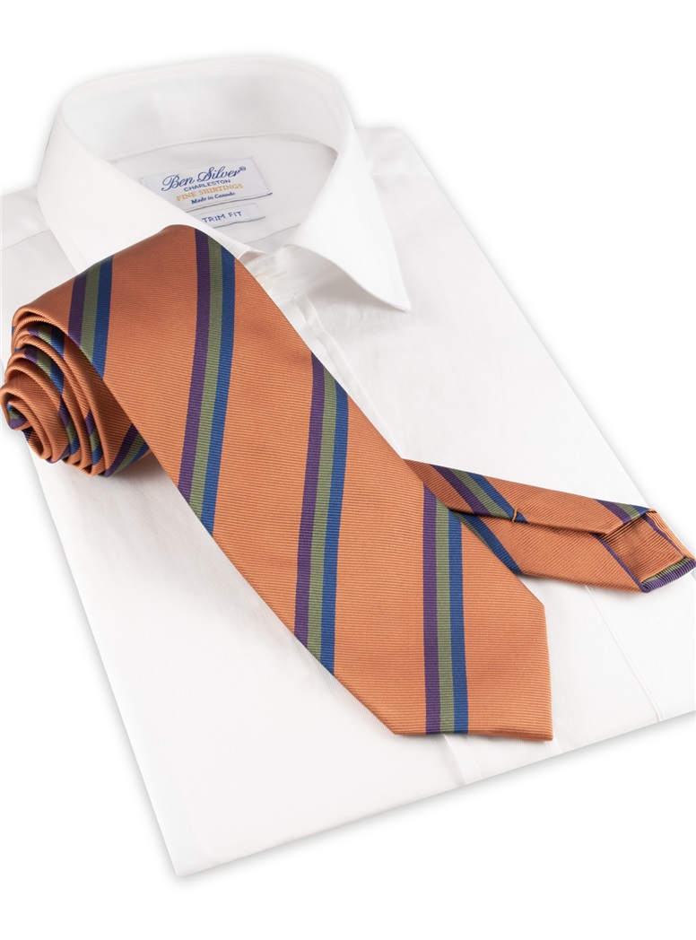 Silk Striped Tie in Apricot