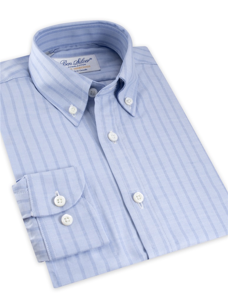 Boy's Oxford Shirt with Blue on Blue Stripes