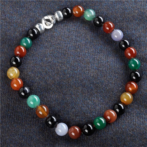 Multi-color Agate Bead Necklace