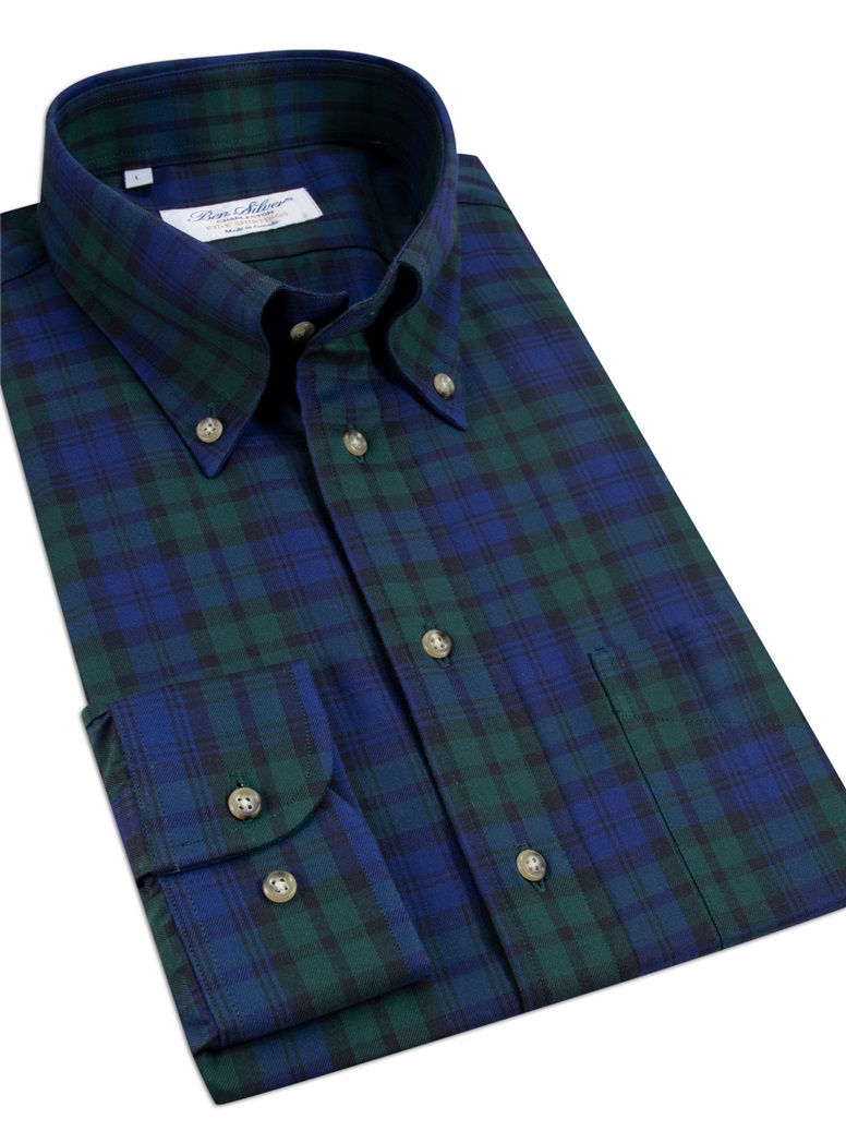 Brushed Cotton Black Watch Buttondown