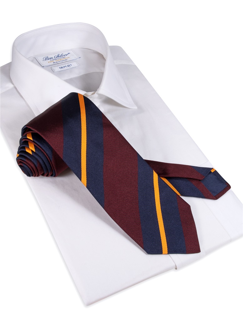 Silk Multi-Stripe Tie in Burgundy