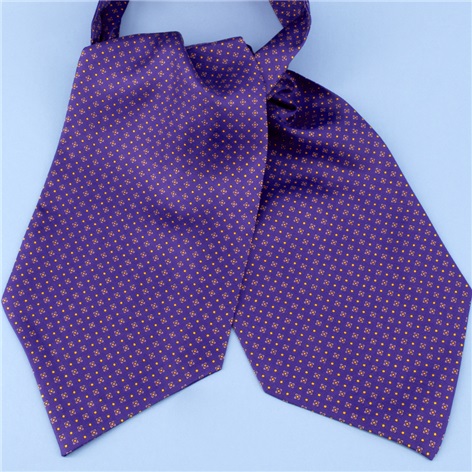 Silk Printed Neat Ascot in Eggplant