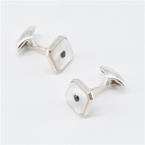 Mother of Pearl and Sapphire Cufflinks