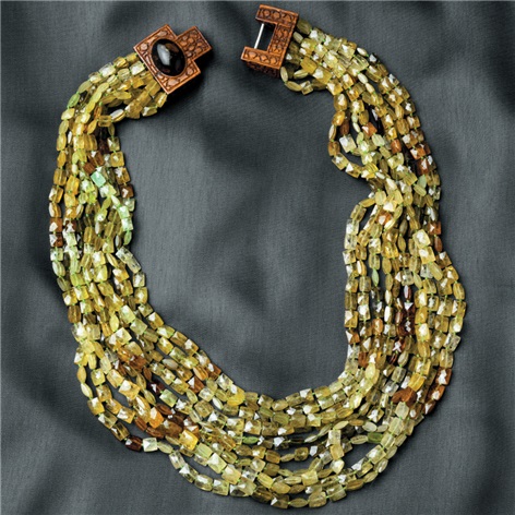 10-Strand Green Garnet Necklace