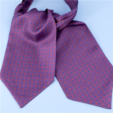 Silk Printed Ascot in Plum