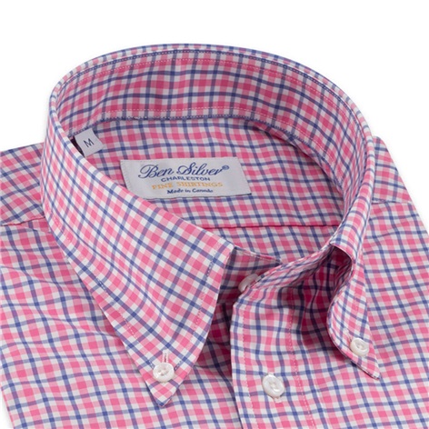 Pink, Blue, and White Check Button Down