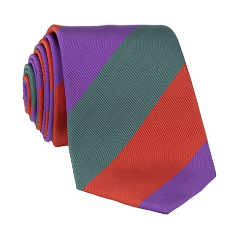 Silk Block Striped Tie in Purple