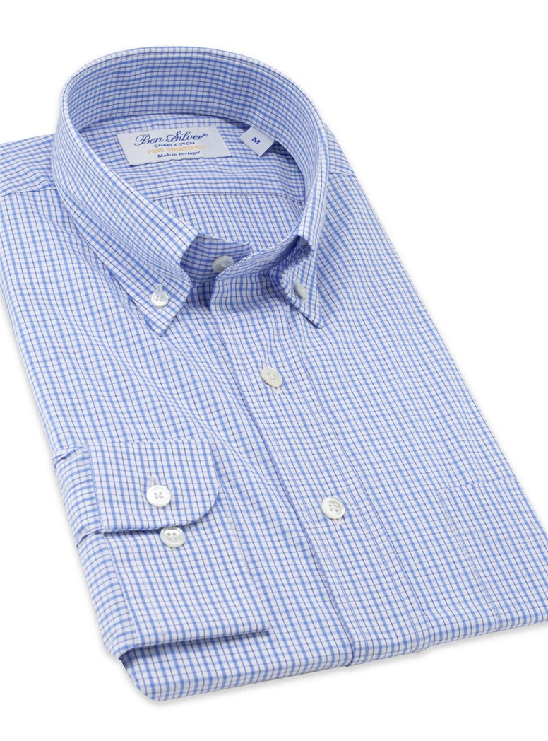 Sky and Navy Check Button Down