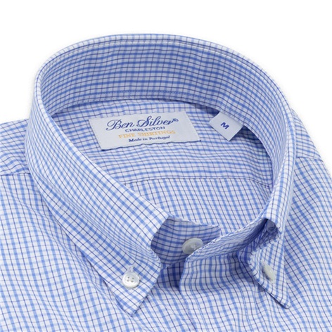 Sky and Navy Check Button Down