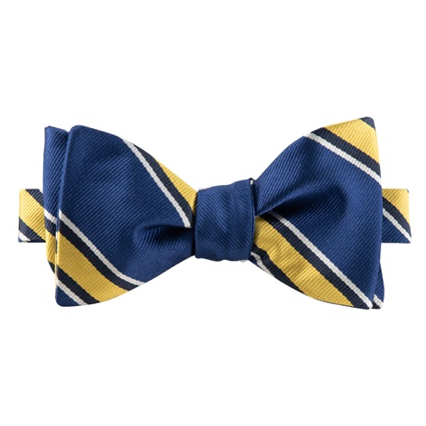 Silk Striped Bow Tie in French Blue with Gold