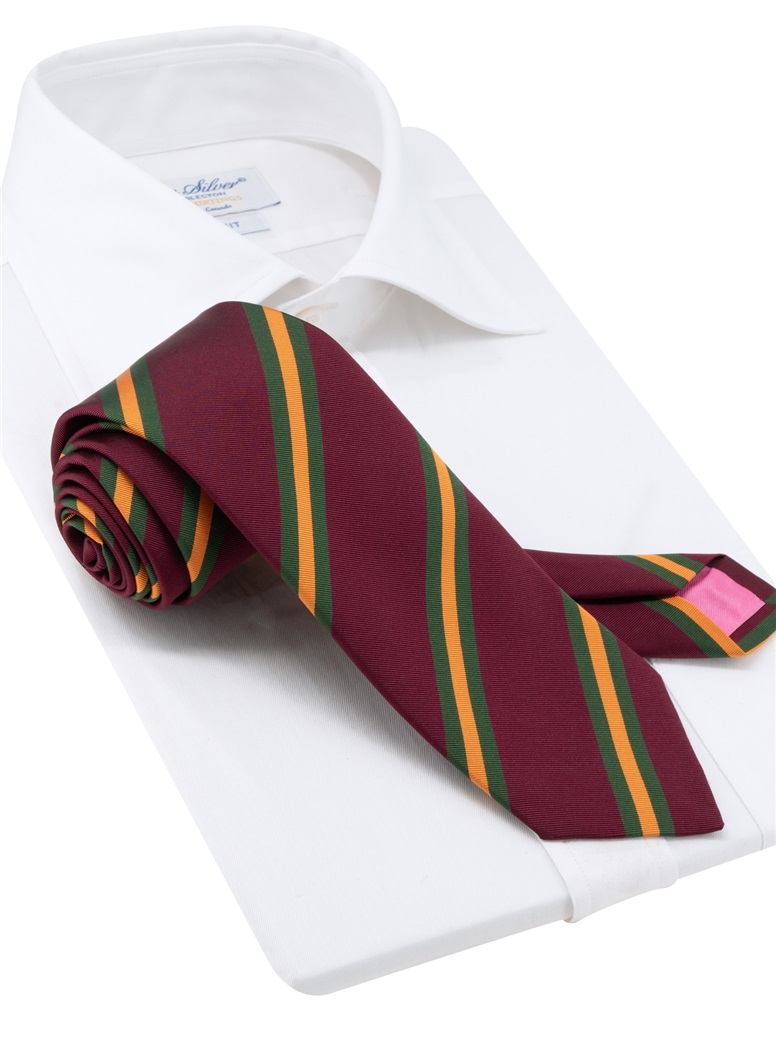 Mogador Silk Striped Tie in Burgundy