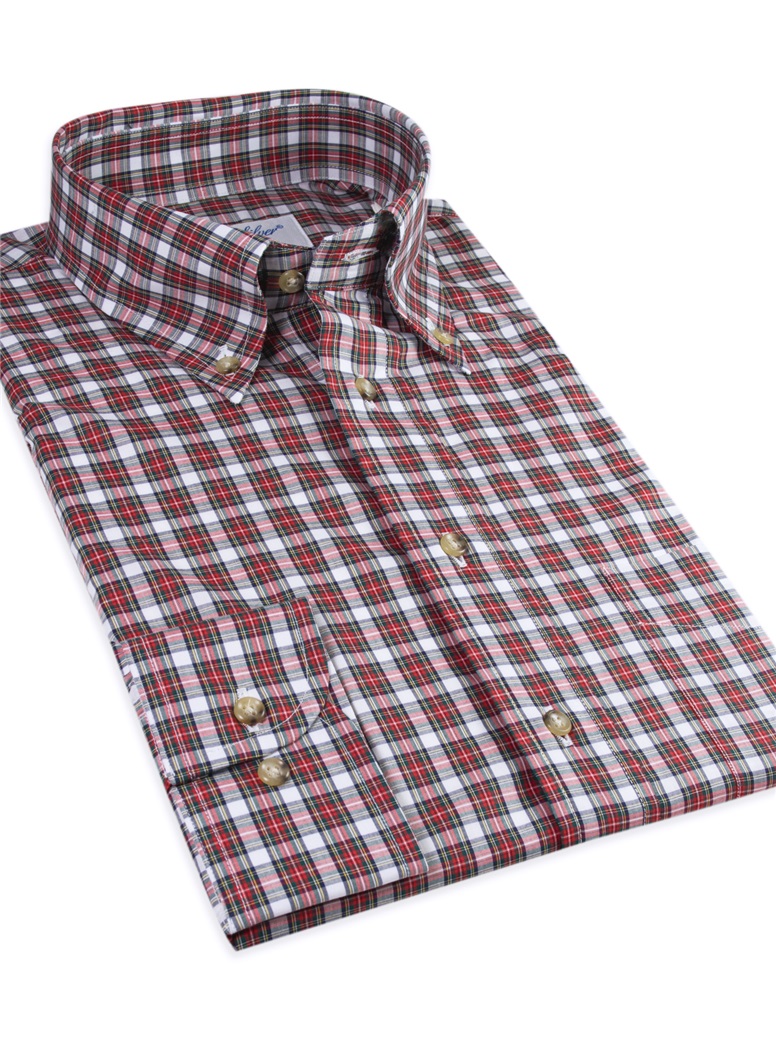 Red and White Tartan Button Down