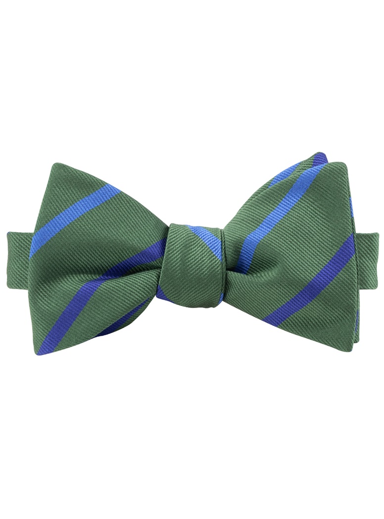 Silk Bar Striped Bow Tie in Forest