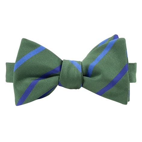 Silk Bar Striped Bow Tie in Forest