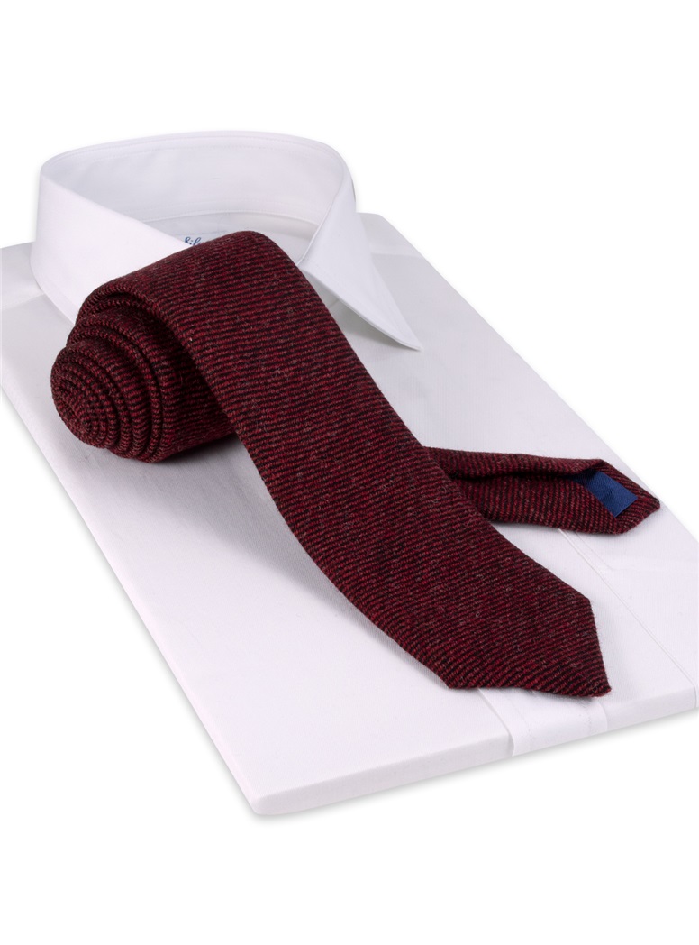 Wool Solid Melange Tie in Red