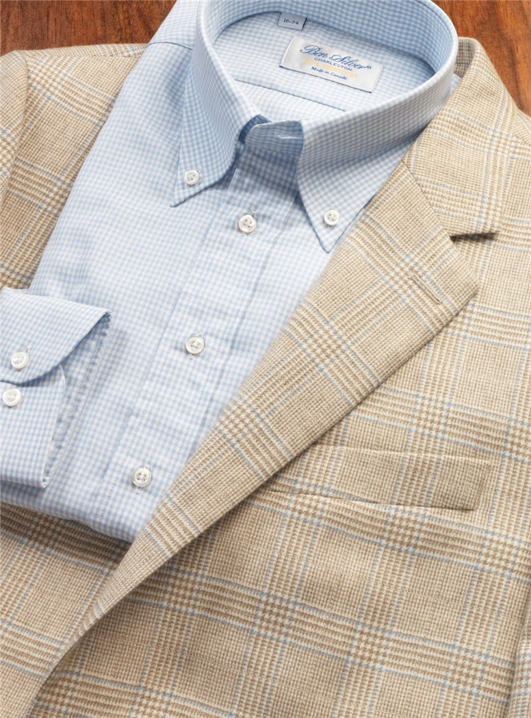 Sand Glen Plaid with Blue Cashmere Jacket