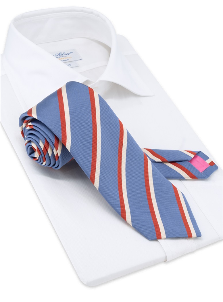 Mogador Silk Striped Tie in Cornflower