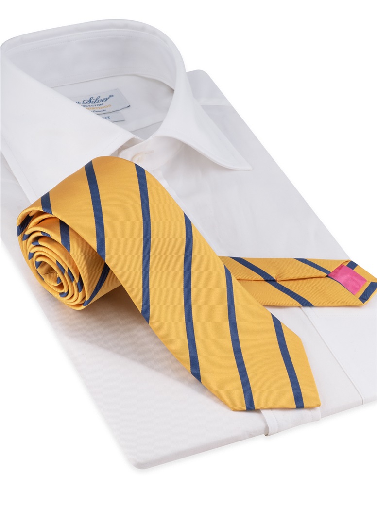 Silk Bar Striped Tie in Banana