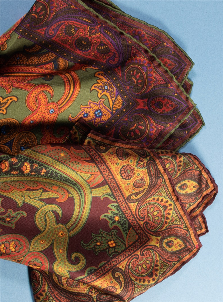 Silk Printed Paisley Pocket Squares