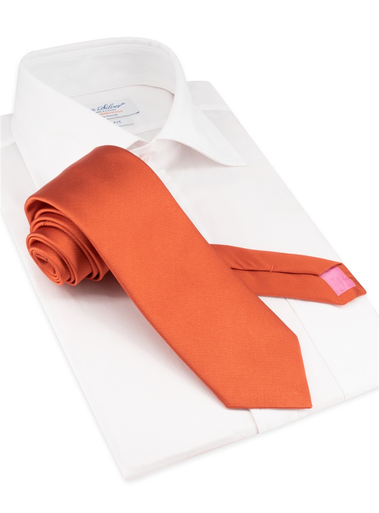 Silk Signature Solid Tie in Orange