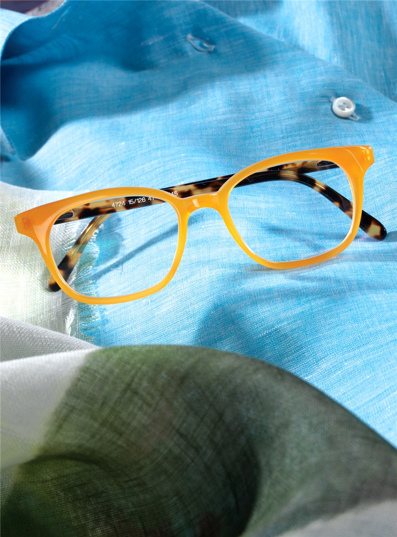 Slender Tip Frame in Orange with Tortoise Temples