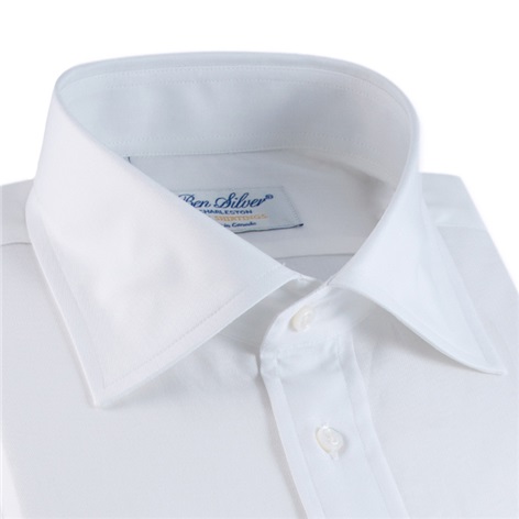 White Broadcloth Spread Collar Shirt with a French Cuff