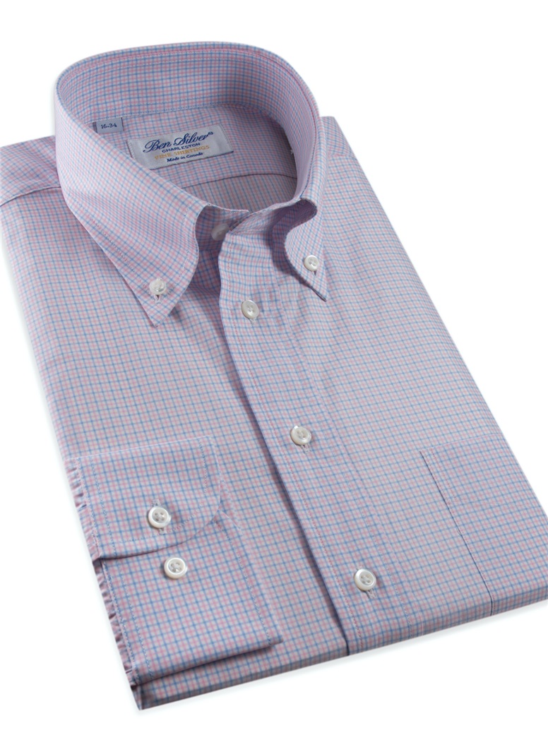 140s Sky and Pink Check Button Down
