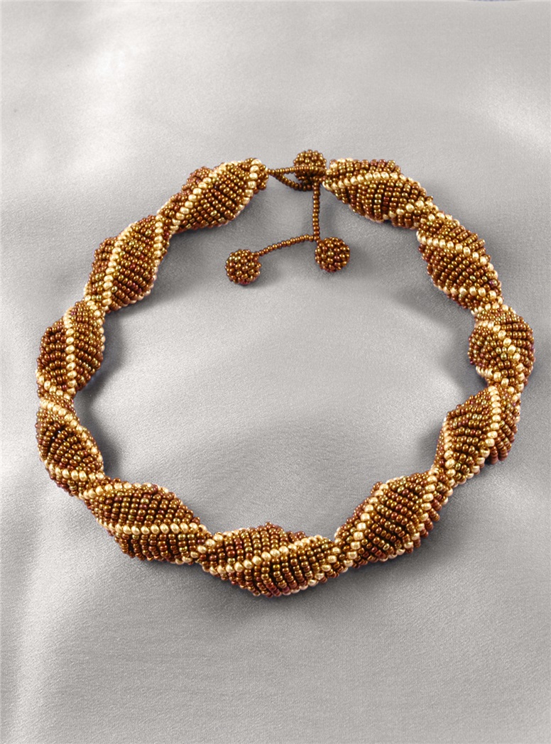 Aprosio Gold and Bronze Beaded Necklace
