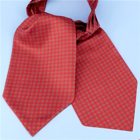 Silk Printed Neat Ascot in Ruby