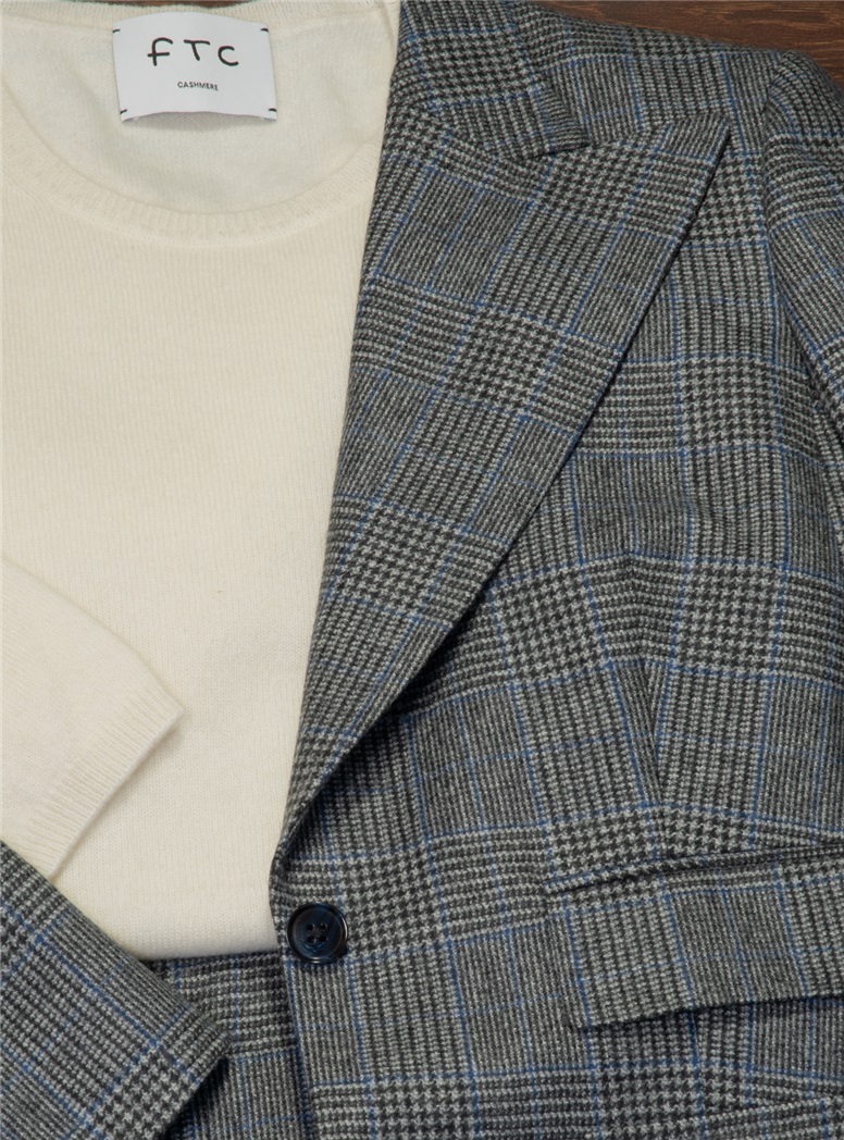 Grey and Cream Glen Plaid Ladies Blazer