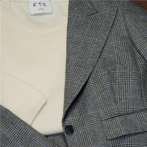 Grey and Cream Glen Plaid Ladies Blazer