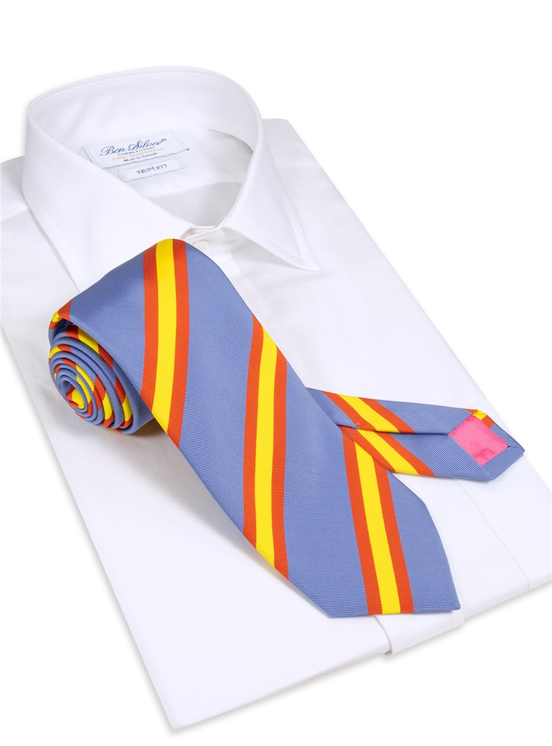 Silk Stripe Tie in Cornflower