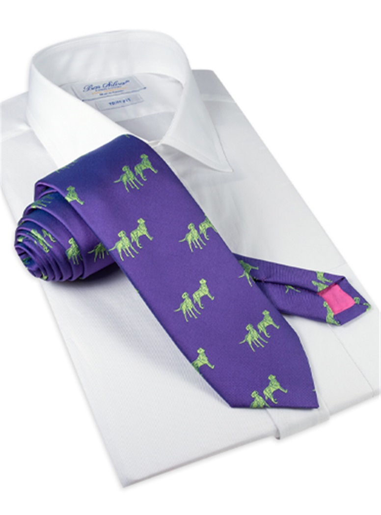 Silk Woven Lab Motif Tie in Violet