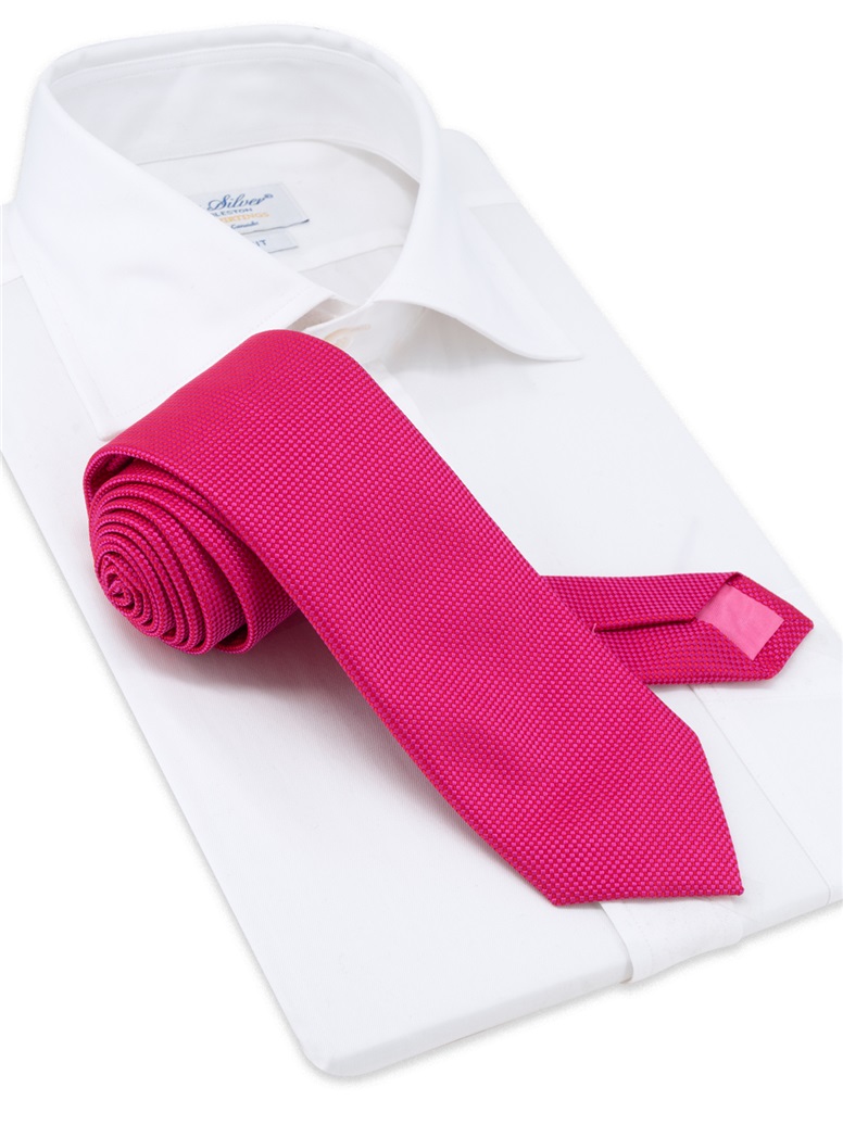Silk Basketweave Tie in Azalea