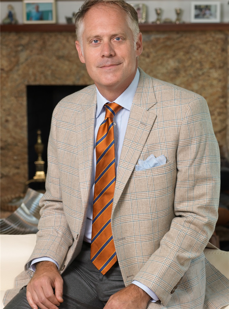 Cream Glen Plaid Cashmere Sport Coat with Blue Deco
