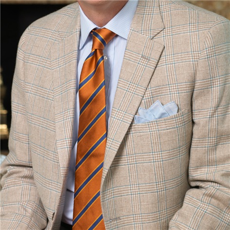 Cream Glen Plaid Cashmere Sport Coat with Blue Deco
