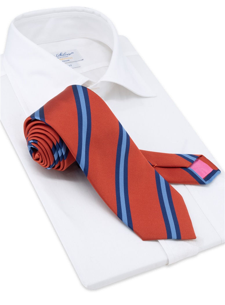 Mogador Silk Striped Tie in Copper