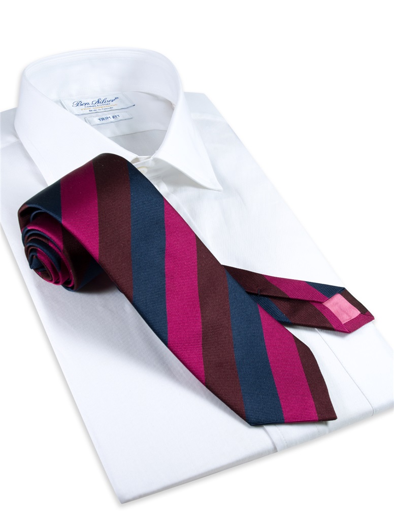 Silk Multi-Stripe Tie in Magenta