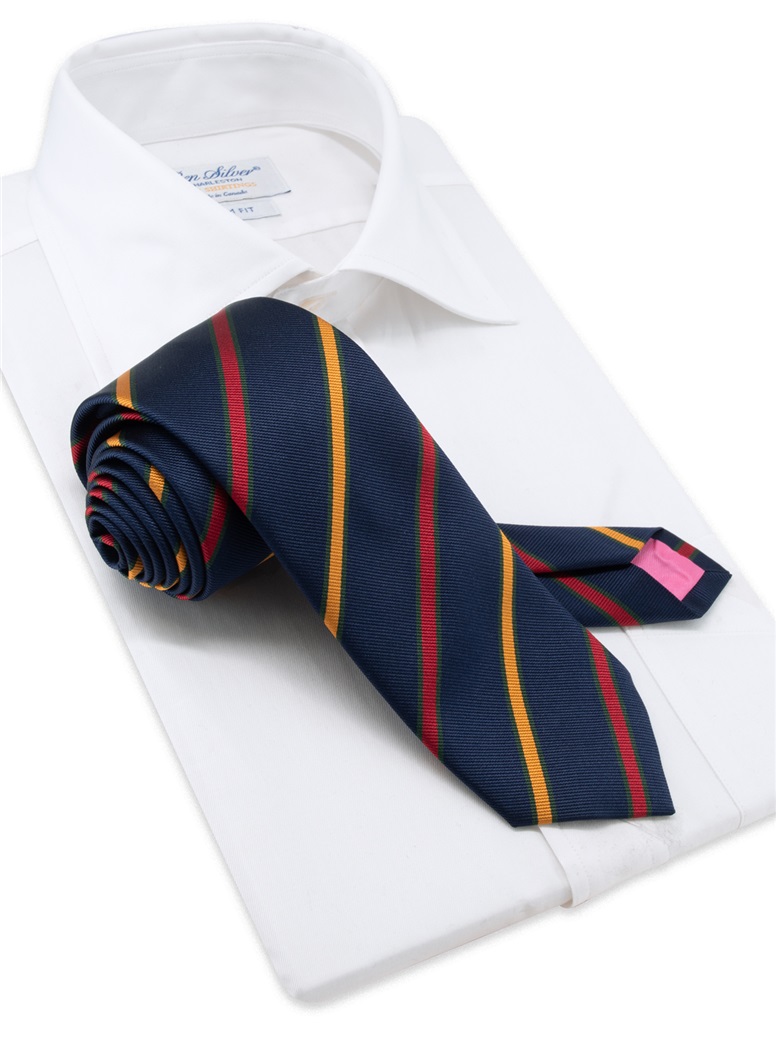 Silk Striped Tie in Navy