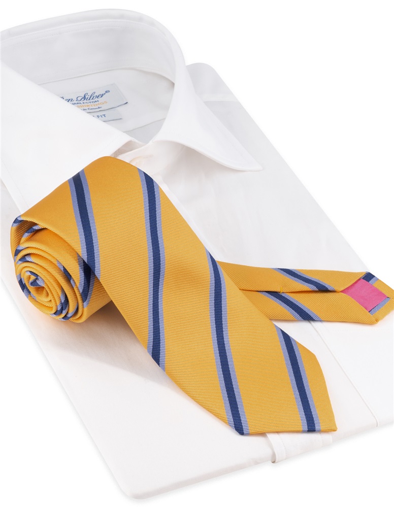 Silk Striped Tie in Canary